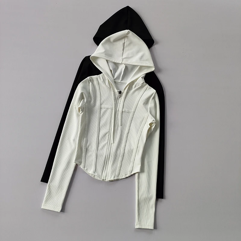 Women Hooded Running Jackets Cycling Coat Yoga Clothing Jogging Shirt Tights Thin Outdoor Sports Clothes Sportswear