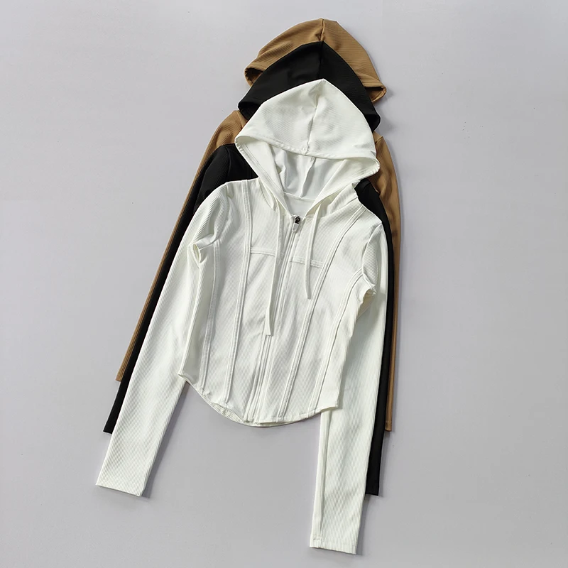 Women Hooded Running Jackets Cycling Coat Yoga Clothing Jogging Shirt Tights Thin Outdoor Sports Clothes Sportswear