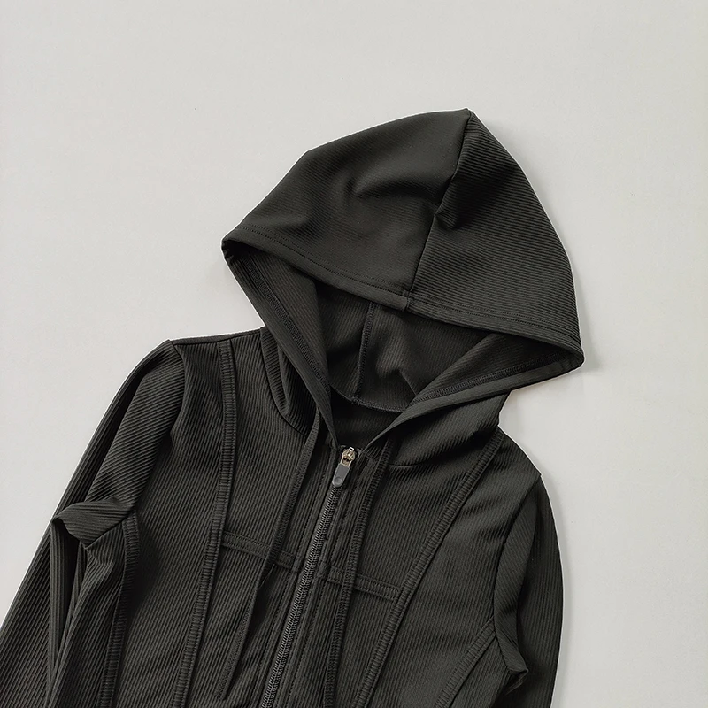 Women Hooded Running Jackets Cycling Coat Yoga Clothing Jogging Shirt Tights Thin Outdoor Sports Clothes Sportswear