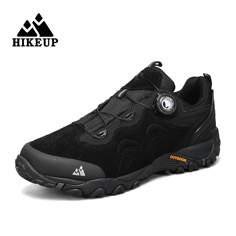 HIKEUP-Leather Shoes for Men, Outdoor Hiking Shoes, Tourist Trekking Sneakers, Mountain Climbing Trail Jogging Shoes, Turnbuckle