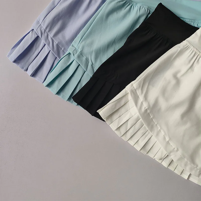 High Waisted Sports Short Skirt Summer New Style Cool Anti Glare Including Lined Shorts Fitness Yoga Quick Drying Pleated Skirt