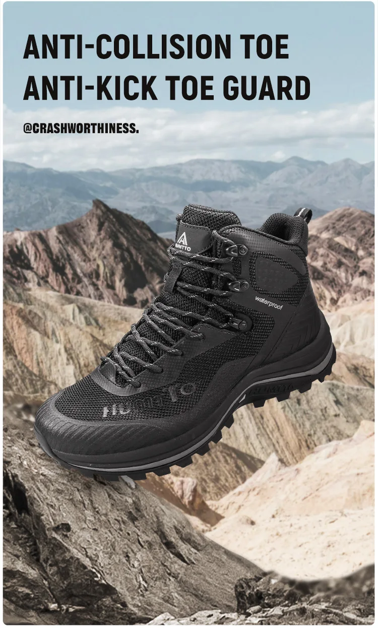 HUMTTO Trainers Outdoor Trekking Shoes Men Breathable Hiking Boots for Man Winter Men's Sports Shoes Rubber Safety Work Sneakers