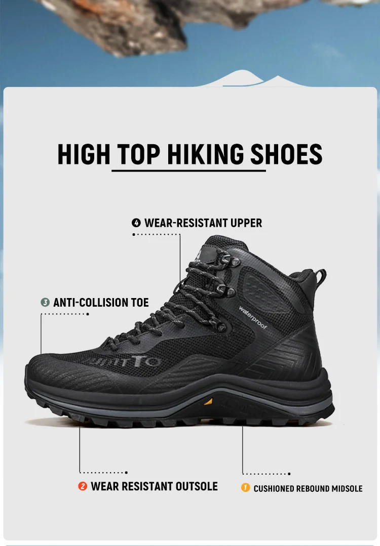 HUMTTO Trainers Outdoor Trekking Shoes Men Breathable Hiking Boots for Man Winter Men's Sports Shoes Rubber Safety Work Sneakers