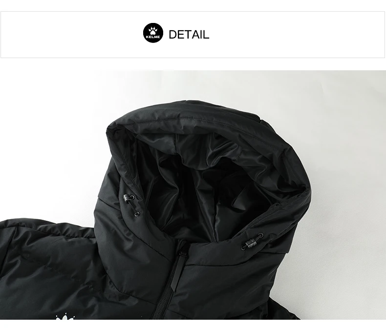 KELME Men Winter Jacket Long Sports Training Hooded Coat Outrwear Warm Silk Cotton Windproof Cotton Clothing пуховик женский