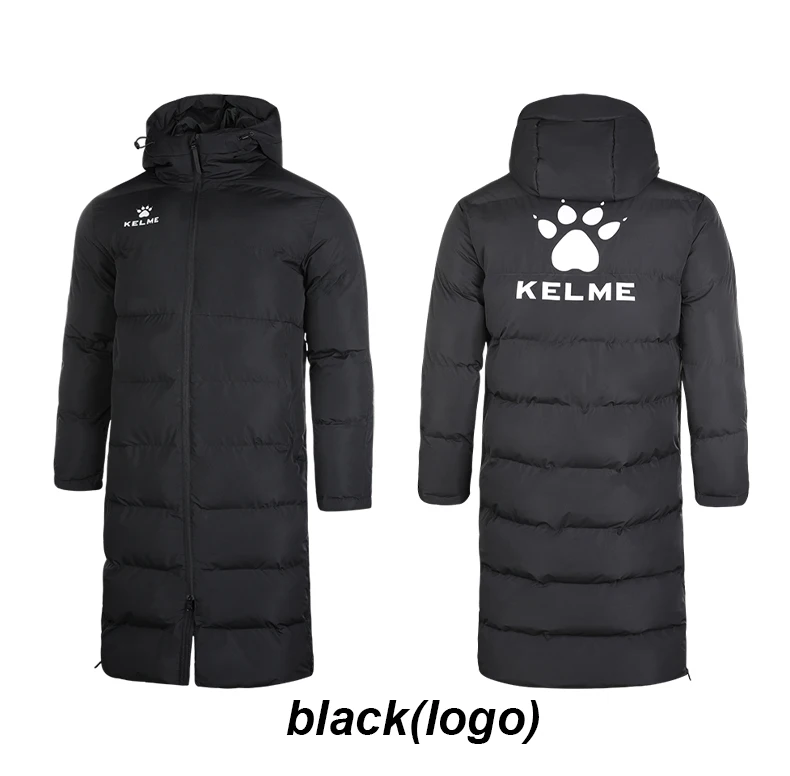 KELME Men Winter Jacket Long Sports Training Hooded Coat Outrwear Warm Silk Cotton Windproof Cotton Clothing пуховик женский