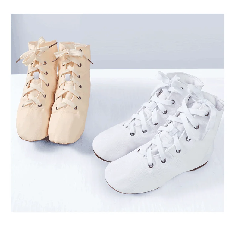 Jazz Shoes Canvas Jazz Dancing Shoes Ankel Length Dance Boots Split Sole Shoes For Girls Kids Adults Children China Size 26-45