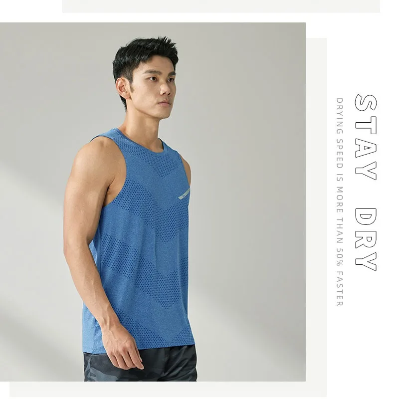 Men's Summer Quick-drying Fitness Clothing Summer Cool Beach Travel Undershirt Fashion Gym Running Tank Tennis Jerseys Sports