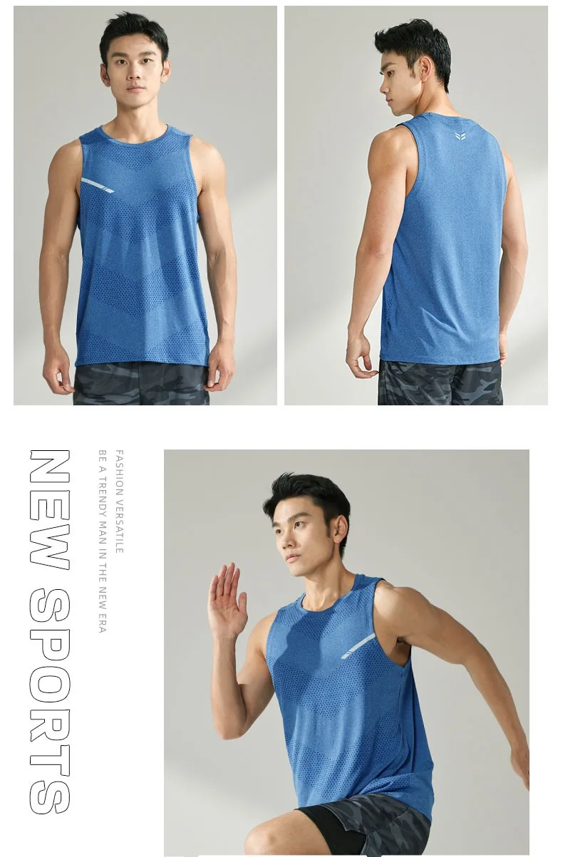 Men's Summer Quick-drying Fitness Clothing Summer Cool Beach Travel Undershirt Fashion Gym Running Tank Tennis Jerseys Sports