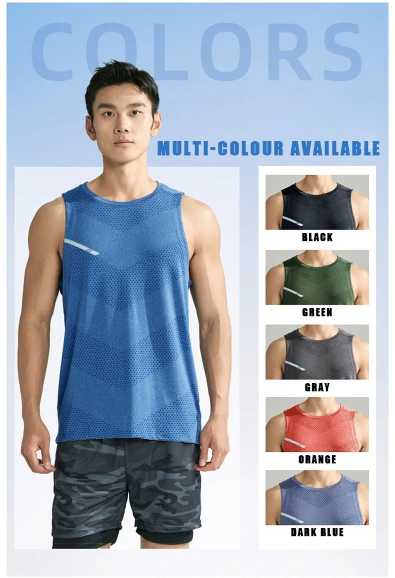 Men's Summer Quick-drying Fitness Clothing Summer Cool Beach Travel Undershirt Fashion Gym Running Tank Tennis Jerseys Sports