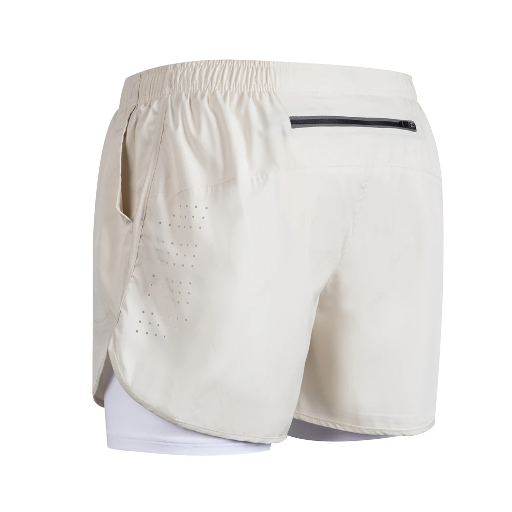 New Men's Running Shorts Fitness Quick-drying Black Double Layer Shorts Men Sport Workout Training Bodybuilding Short Pants