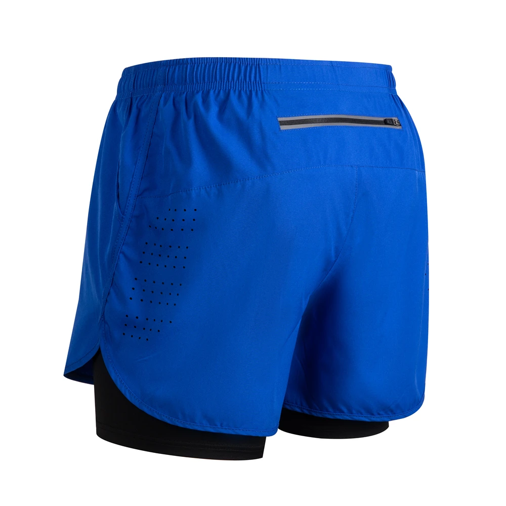 New Men's Running Shorts Fitness Quick-drying Black Double Layer Shorts Men Sport Workout Training Bodybuilding Short Pants