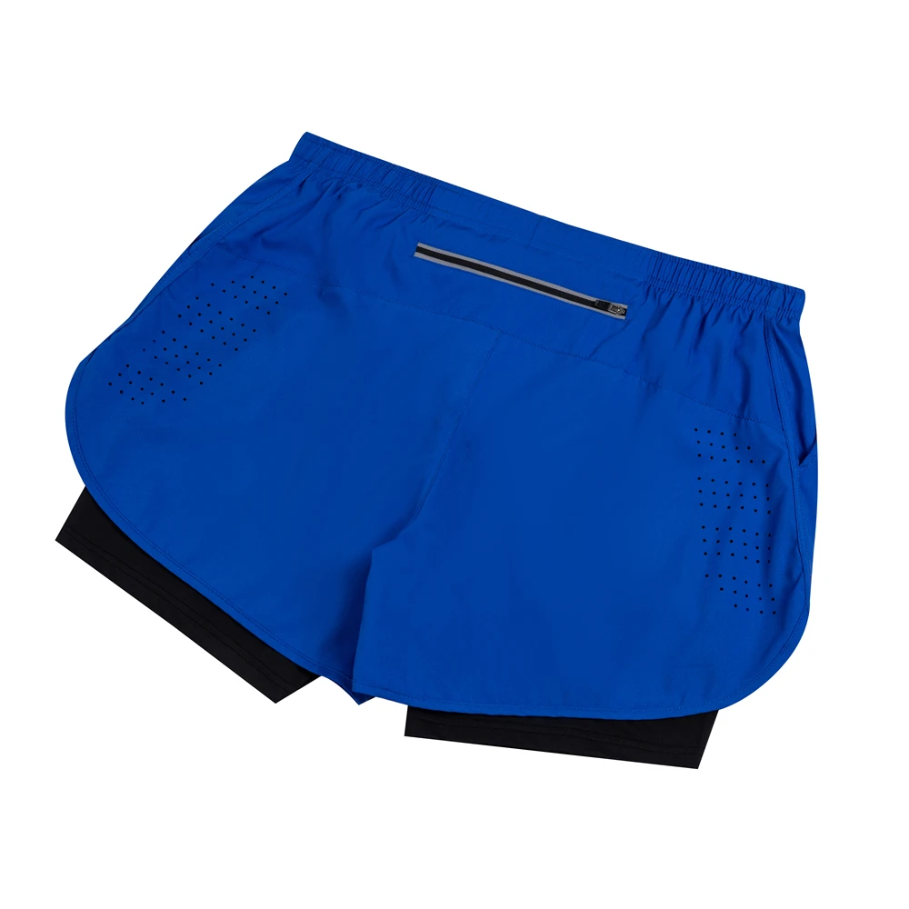 New Men's Running Shorts Fitness Quick-drying Black Double Layer Shorts Men Sport Workout Training Bodybuilding Short Pants