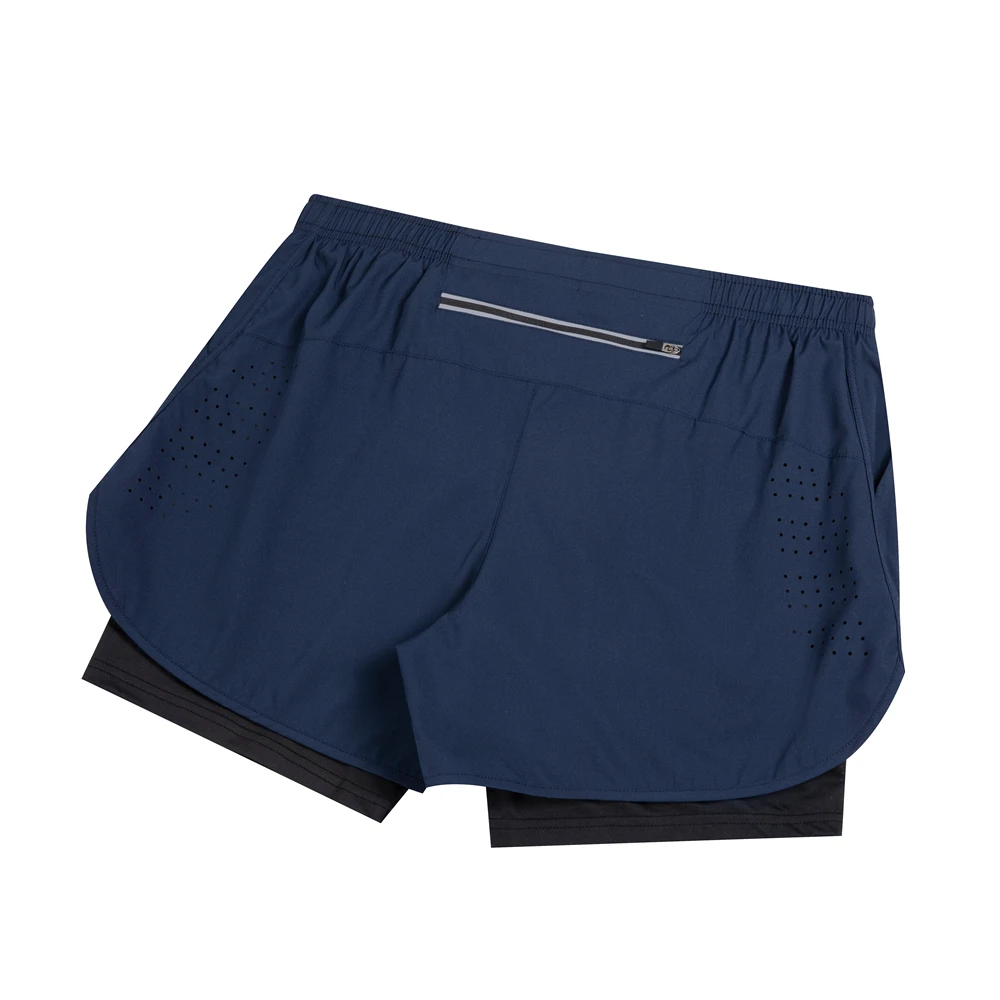 New Men's Running Shorts Fitness Quick-drying Black Double Layer Shorts Men Sport Workout Training Bodybuilding Short Pants