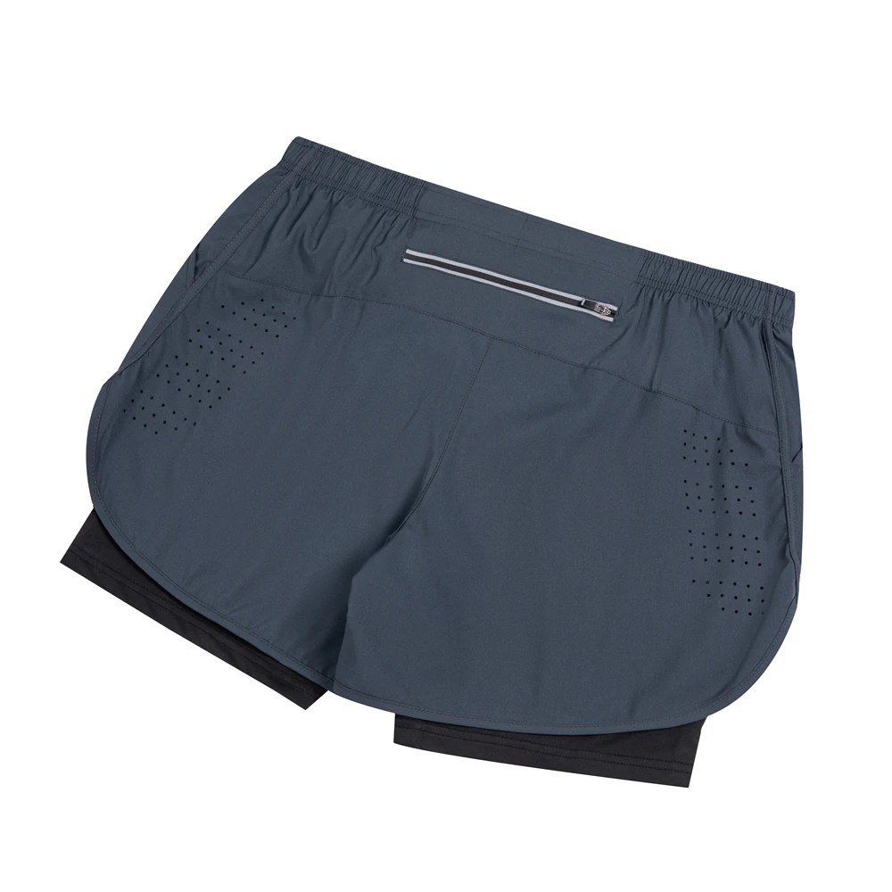 New Men's Running Shorts Fitness Quick-drying Black Double Layer Shorts Men Sport Workout Training Bodybuilding Short Pants
