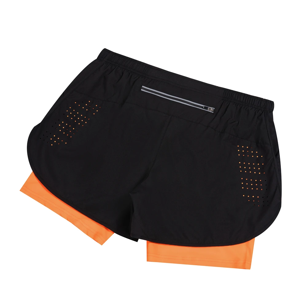 New Men's Running Shorts Fitness Quick-drying Black Double Layer Shorts Men Sport Workout Training Bodybuilding Short Pants