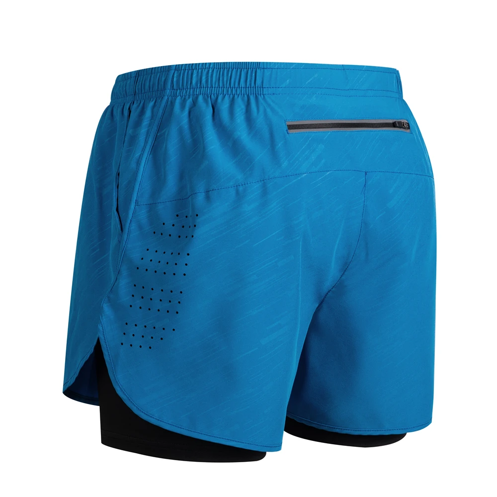 New Men's Running Shorts Fitness Quick-drying Black Double Layer Shorts Men Sport Workout Training Bodybuilding Short Pants