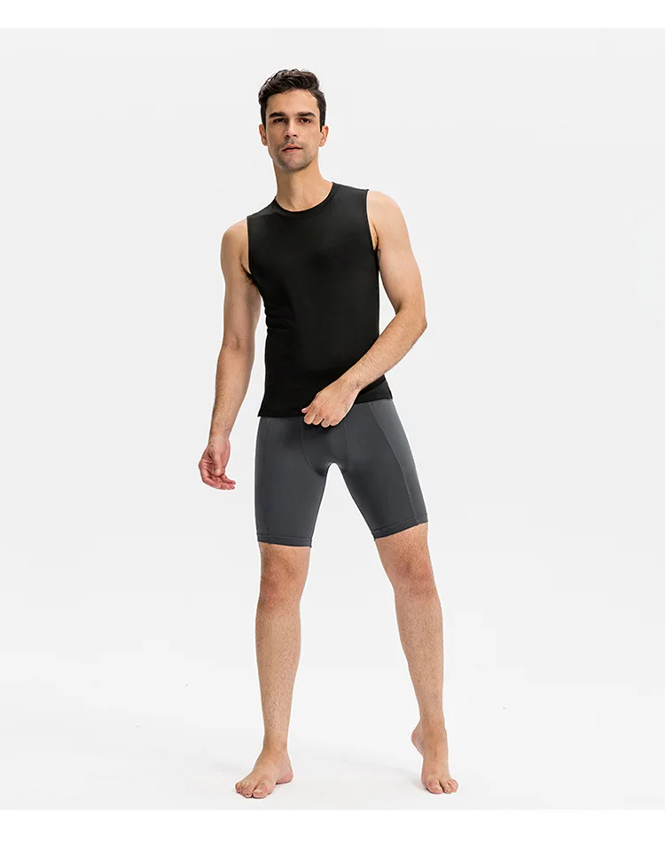 Men's Tight Stretch Fitness Shorts Zip Pocket PRO Stretch Sweat Dry Running Trousers Riding Trousers Running Trousers Beach Pant