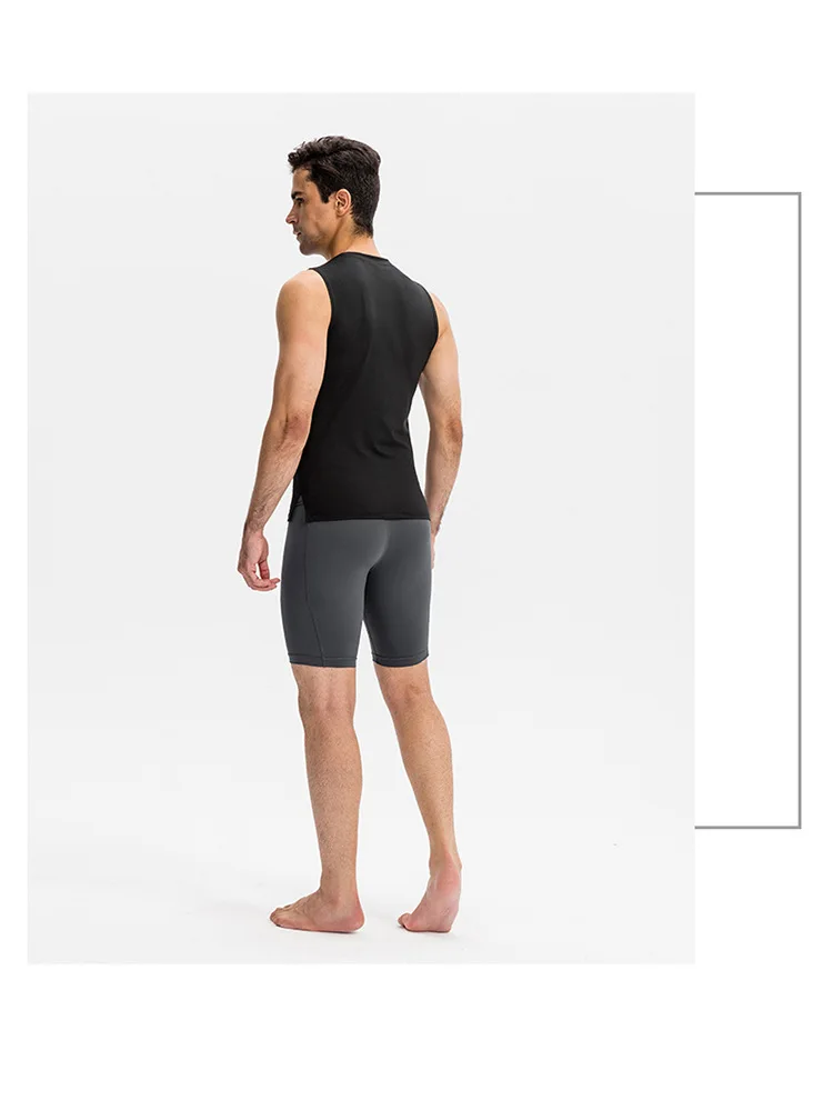 Men's Tight Stretch Fitness Shorts Zip Pocket PRO Stretch Sweat Dry Running Trousers Riding Trousers Running Trousers Beach Pant