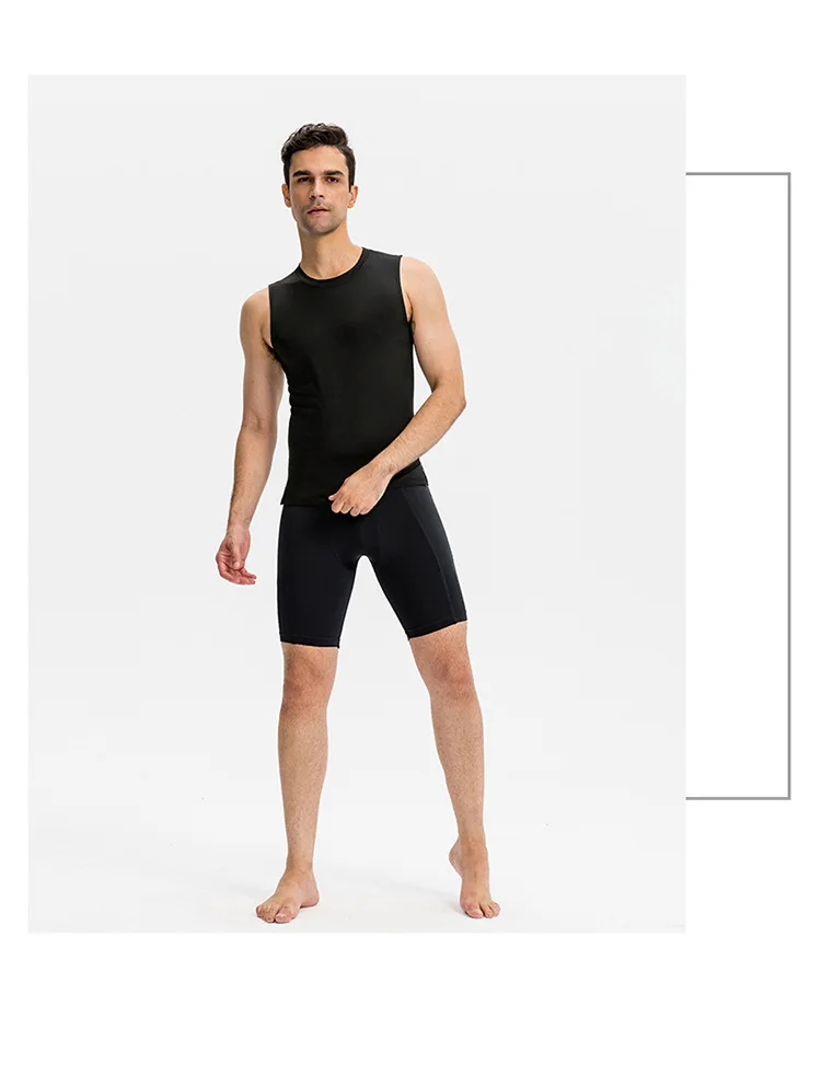 Men's Tight Stretch Fitness Shorts Zip Pocket PRO Stretch Sweat Dry Running Trousers Riding Trousers Running Trousers Beach Pant
