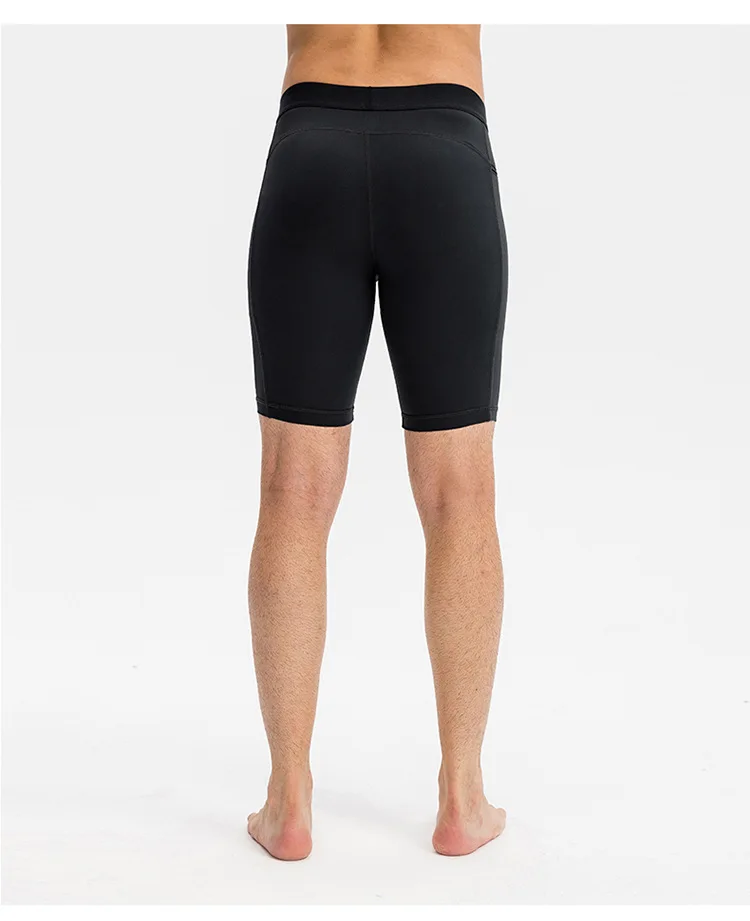 Men's Tight Stretch Fitness Shorts Zip Pocket PRO Stretch Sweat Dry Running Trousers Riding Trousers Running Trousers Beach Pant