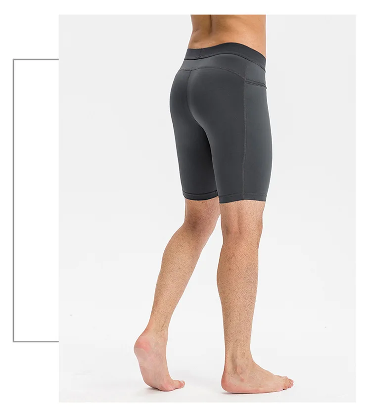 Men's Tight Stretch Fitness Shorts Zip Pocket PRO Stretch Sweat Dry Running Trousers Riding Trousers Running Trousers Beach Pant