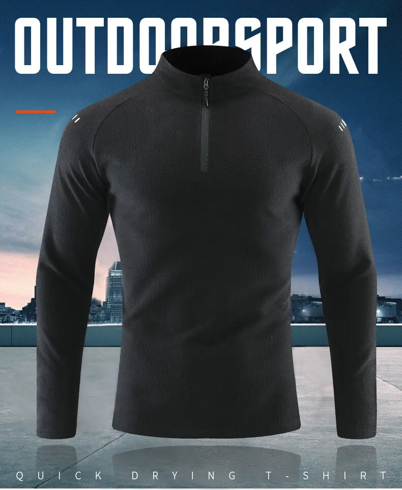 Running Long Sleeve T-shirt Reflective Men Sportswear Breathable Black Coat Gym Jogging Male Gym Fitness Spring Autumn Clothing