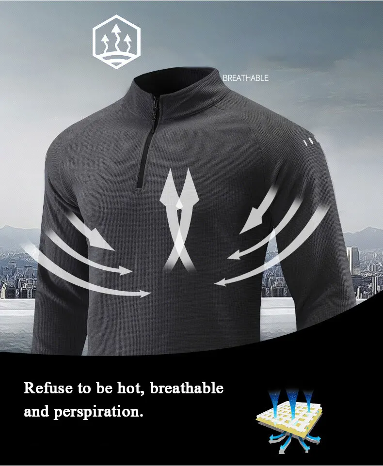 Running Long Sleeve T-shirt Reflective Men Sportswear Breathable Black Coat Gym Jogging Male Gym Fitness Spring Autumn Clothing