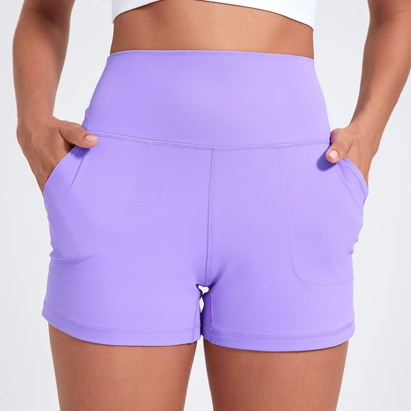 Casual Yoga Shorts Pocket Short High Waist Running Shorts Gym Exercise Running Fitness Tennis Sports Shorts