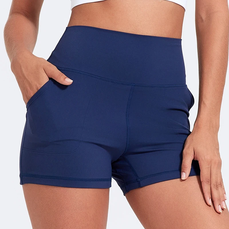 Casual Yoga Shorts Pocket Short High Waist Running Shorts Gym Exercise Running Fitness Tennis Sports Shorts