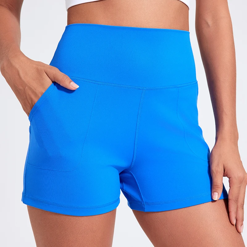 Casual Yoga Shorts Pocket Short High Waist Running Shorts Gym Exercise Running Fitness Tennis Sports Shorts