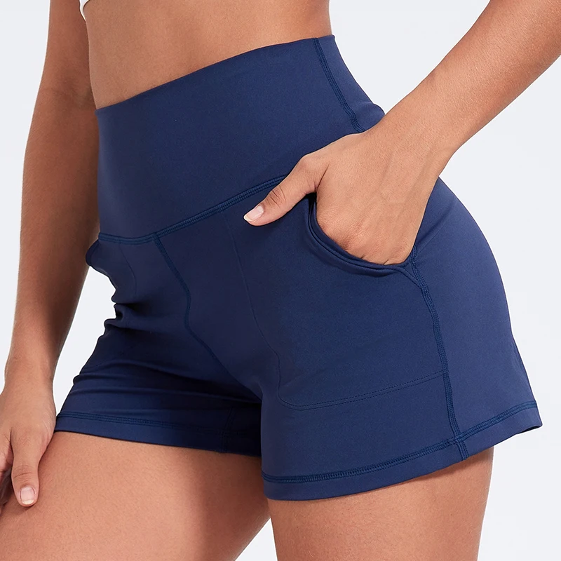 Casual Yoga Shorts Pocket Short High Waist Running Shorts Gym Exercise Running Fitness Tennis Sports Shorts