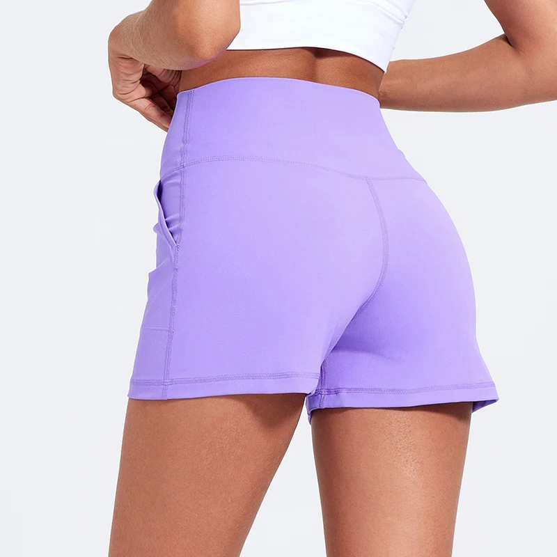 Casual Yoga Shorts Pocket Short High Waist Running Shorts Gym Exercise Running Fitness Tennis Sports Shorts