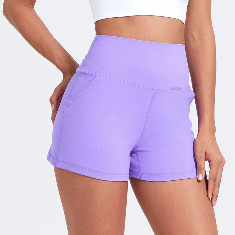Casual Yoga Shorts Pocket Short High Waist Running Shorts Gym Exercise Running Fitness Tennis Sports Shorts