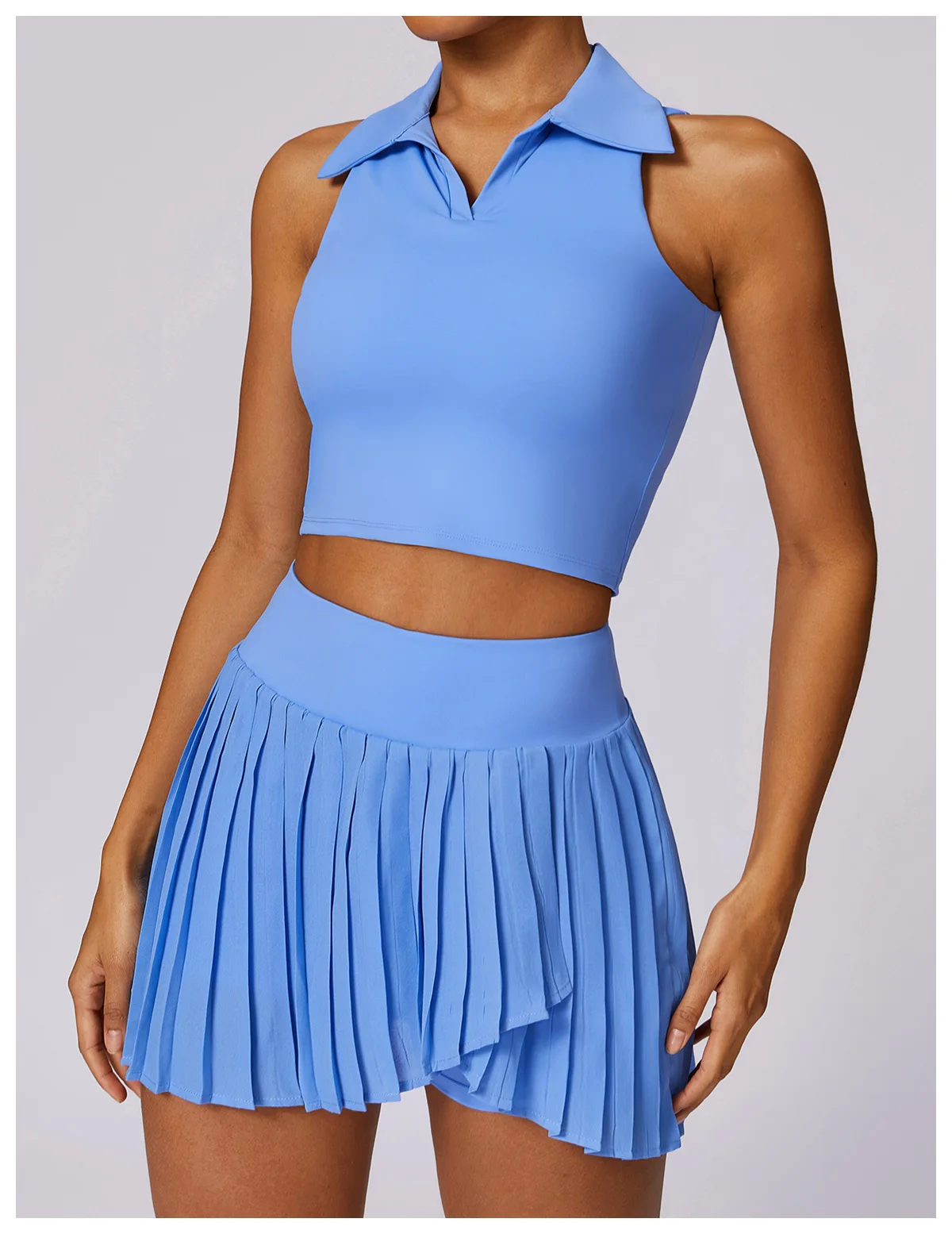 Summer Outdoor Leisure T-shirt Yoga Set 2PCS Women Gym Clothes Running Sports Fitness Set Breathable Yoga Nude Tennis Clothes
