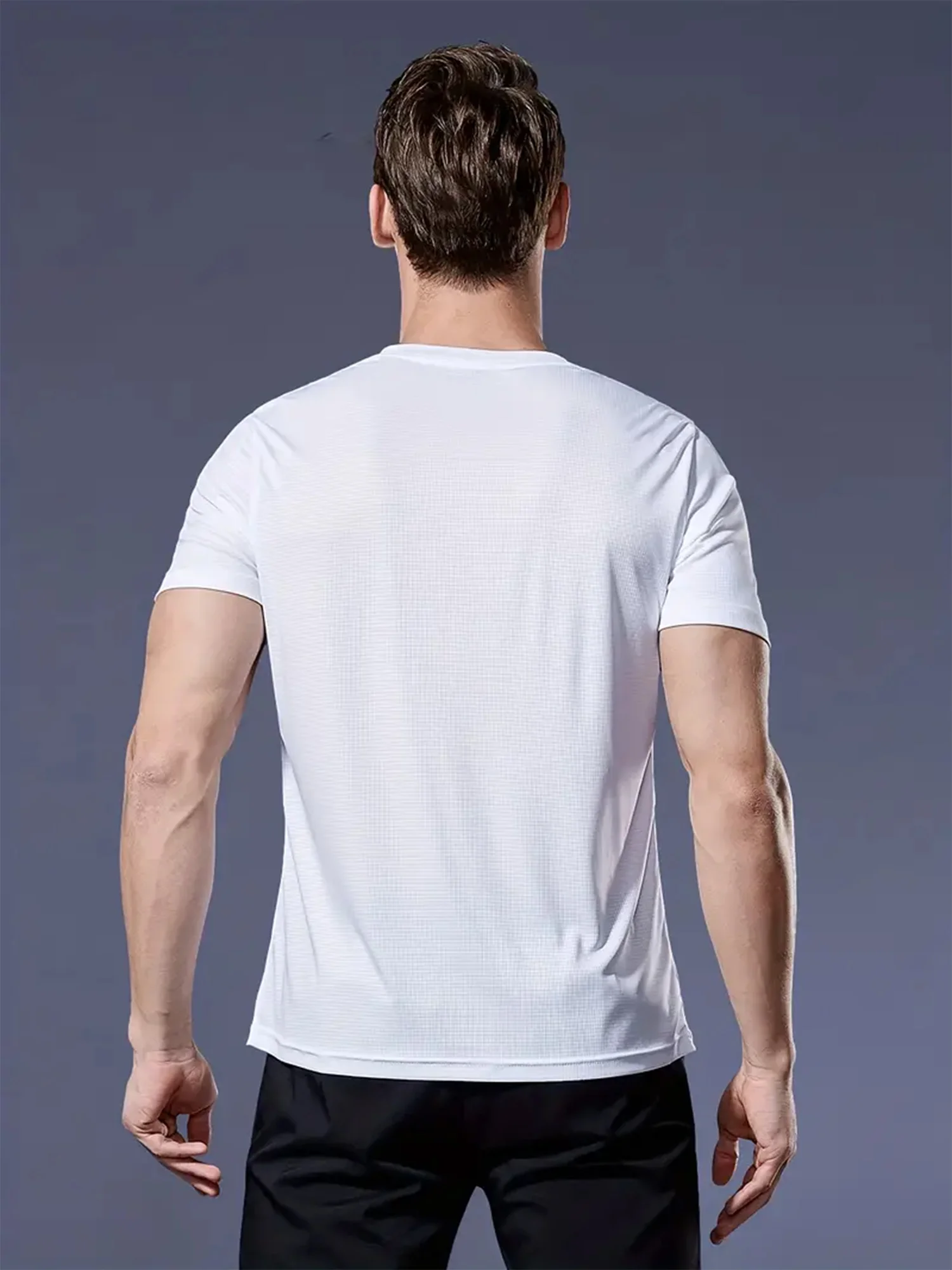 Round Neck T-Shirt 8-Color Black and White Gray Navy Fluorescent Green Ultra-Light Men's Quick-Drying Breathable Sweat-Absorbent