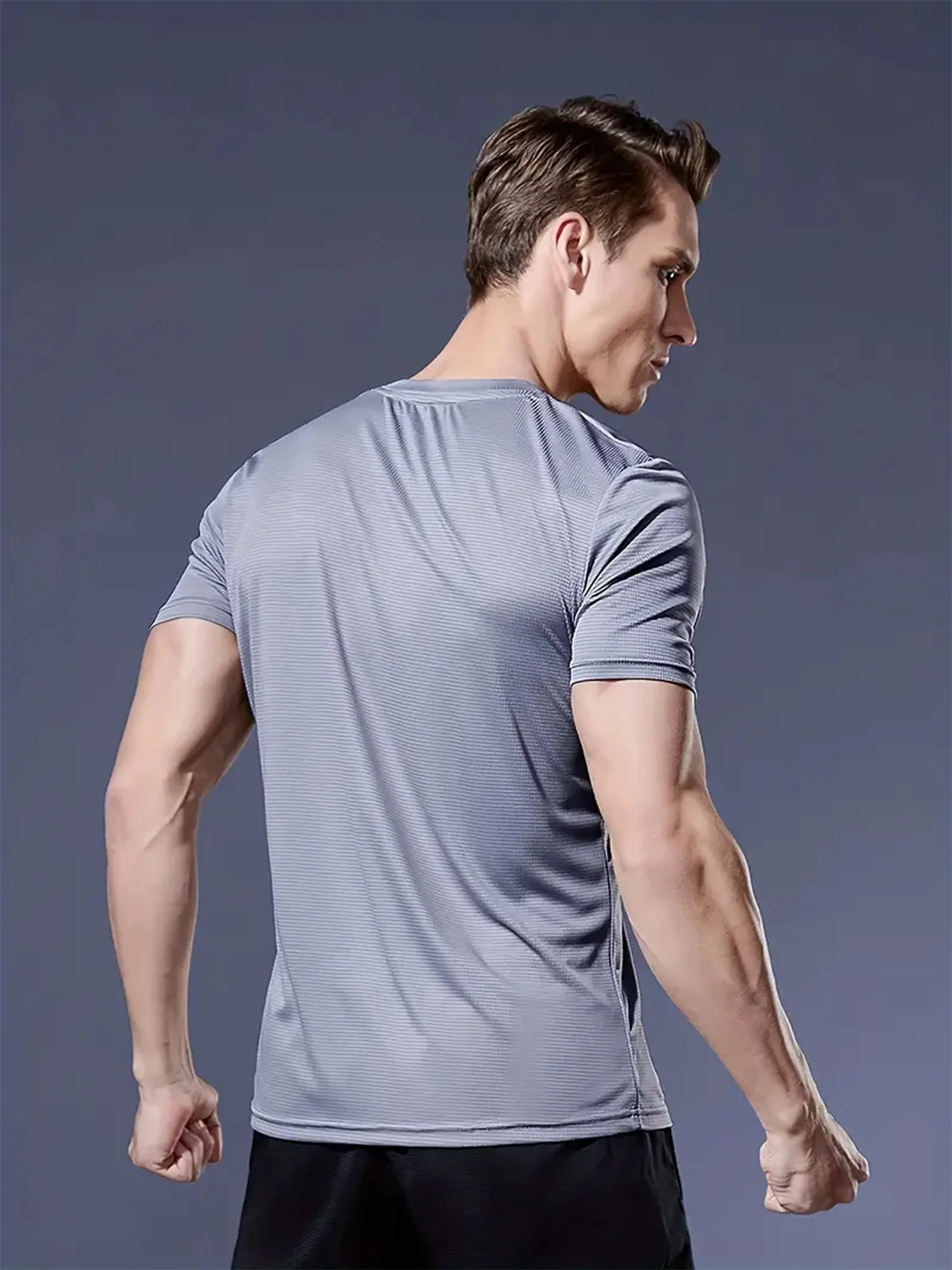 Round Neck T-Shirt 8-Color Black and White Gray Navy Fluorescent Green Ultra-Light Men's Quick-Drying Breathable Sweat-Absorbent