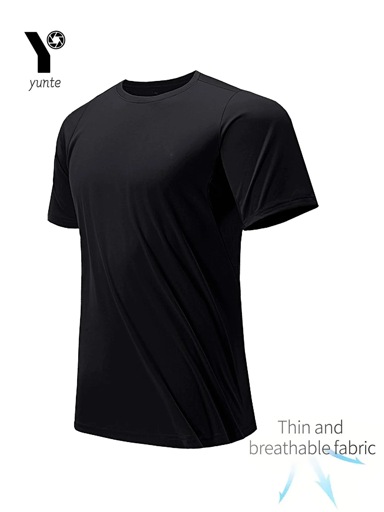 Round Neck T-Shirt 8-Color Black and White Gray Navy Fluorescent Green Ultra-Light Men's Quick-Drying Breathable Sweat-Absorbent