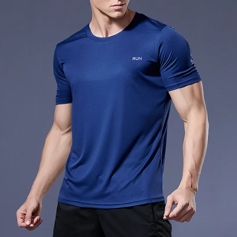 Men's Running T-Shirt Quick Dry Gym Sport Shirt Tops Short Sleeve Training Exercise Workout Shirts Summer Tops Tee Men Rashguard