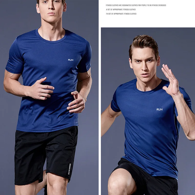 Men's Running T-Shirt Quick Dry Gym Sport Shirt Tops Short Sleeve Training Exercise Workout Shirts Summer Tops Tee Men Rashguard