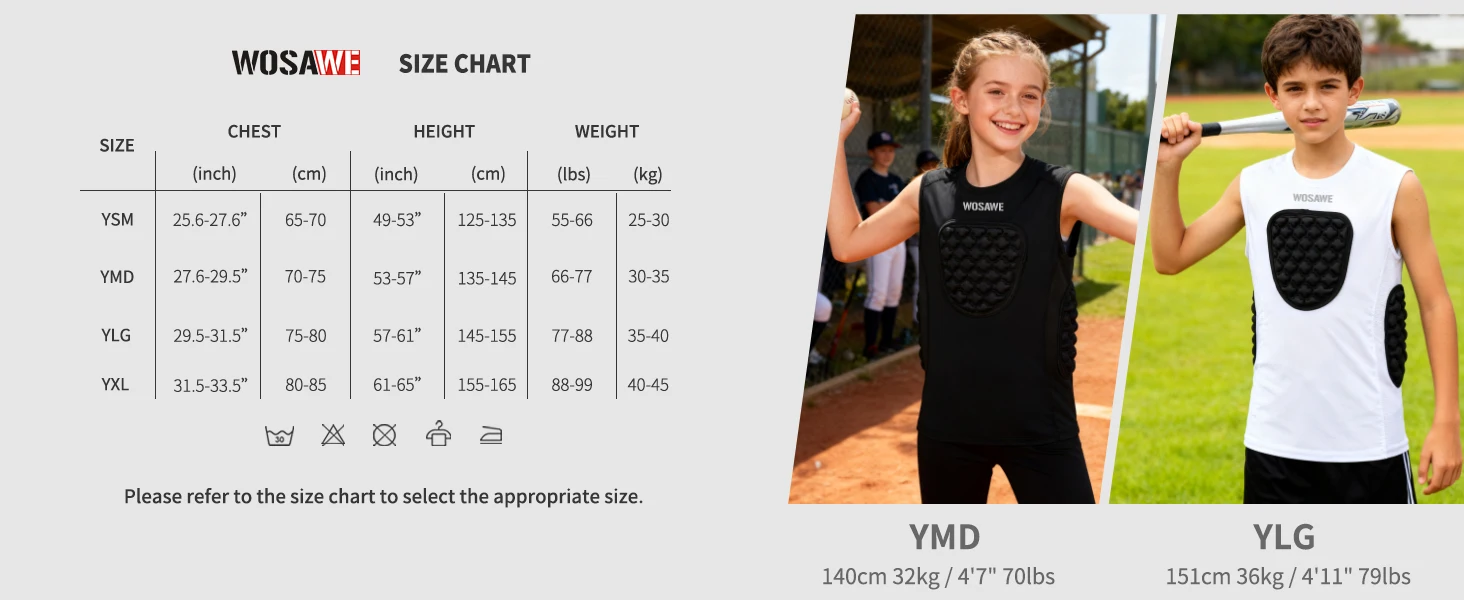 WOSAWE Youth Football Chest Padded Shirt Youth Kids Boys Padded Compression Shirt Vest Youth Boys Baseball Basketball Vest