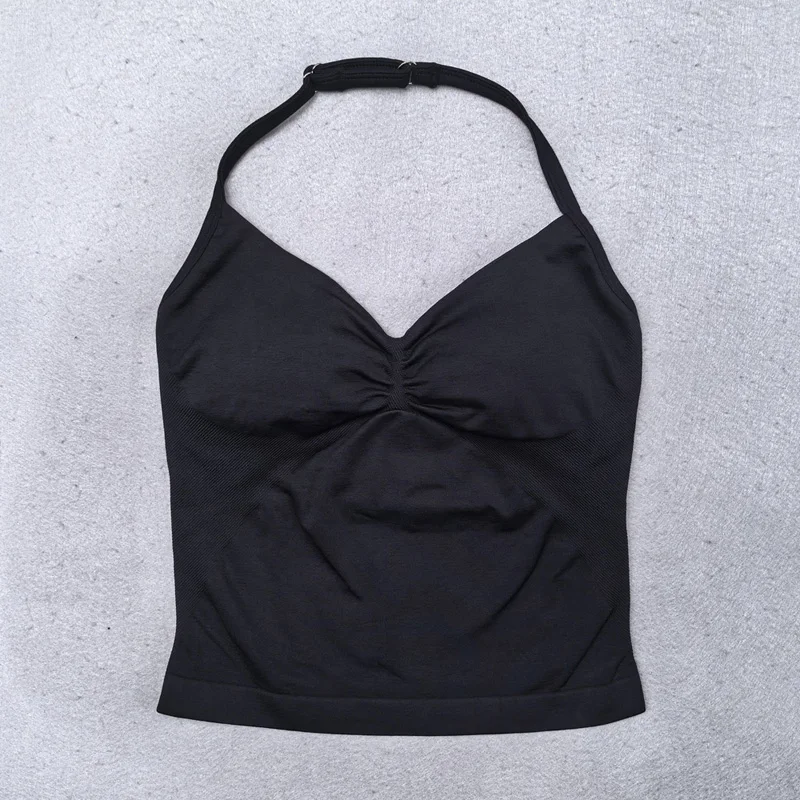 Seamless Yoga Set Women 2Pcs Padded Halter Tank Top Scrunch Butt Lifting Gym Leggings Set Woman Sportswear Workout Clothes