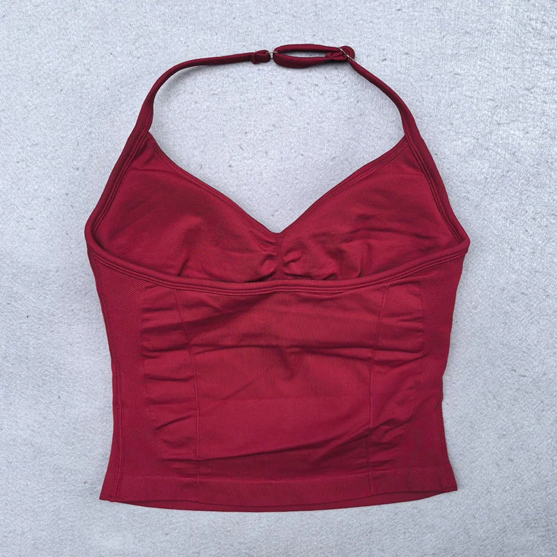 Seamless Yoga Set Women 2Pcs Padded Halter Tank Top Scrunch Butt Lifting Gym Leggings Set Woman Sportswear Workout Clothes