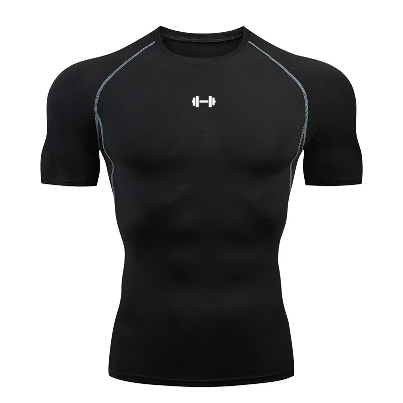 Compression T Shirt Men Summer Sportswear Running T-shirt Elastic Quick Dry Sport Tops Tee Athletic Gym Workout Shirts Men