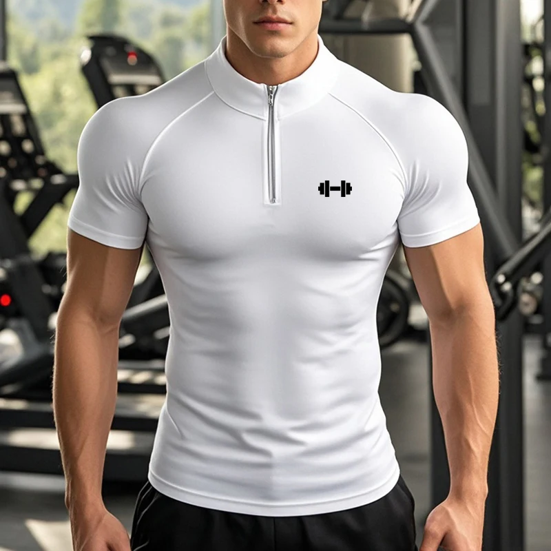 Compression Shirts Men Running Short Sleeve T-shirts Gym Clothes Summer Tight Fitness T Shirt Quick Dry Muscle Polo Shirt