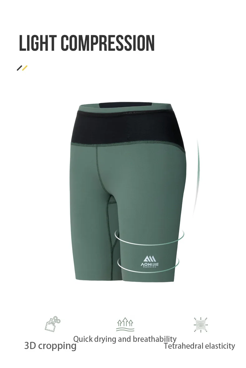 AONIJIE FW5149 Women Female Sports Skinny Midpants Quick Drying Compression Shorts With Multiple Pockets For Running Gym Cycling