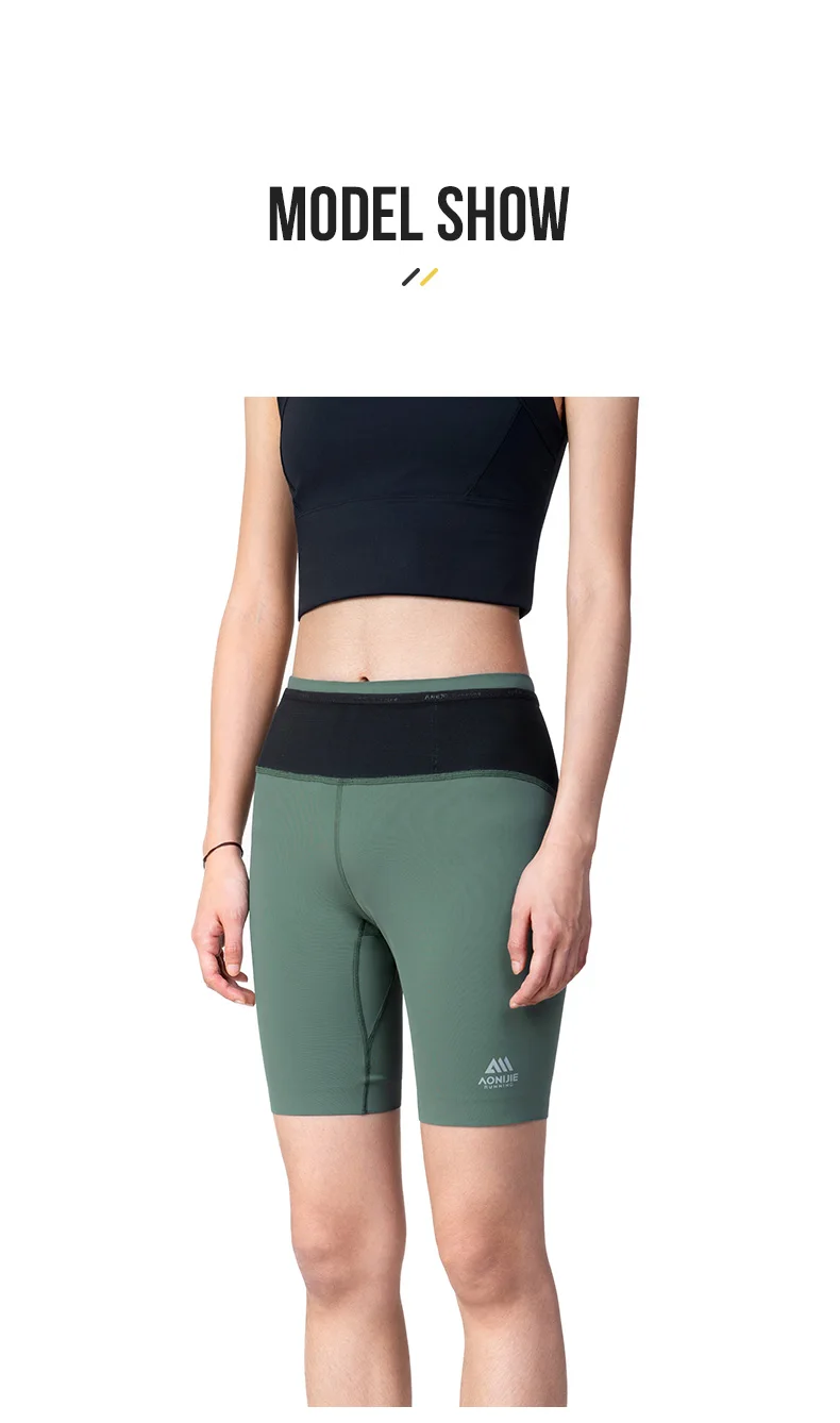 AONIJIE FW5149 Women Female Sports Skinny Midpants Quick Drying Compression Shorts With Multiple Pockets For Running Gym Cycling