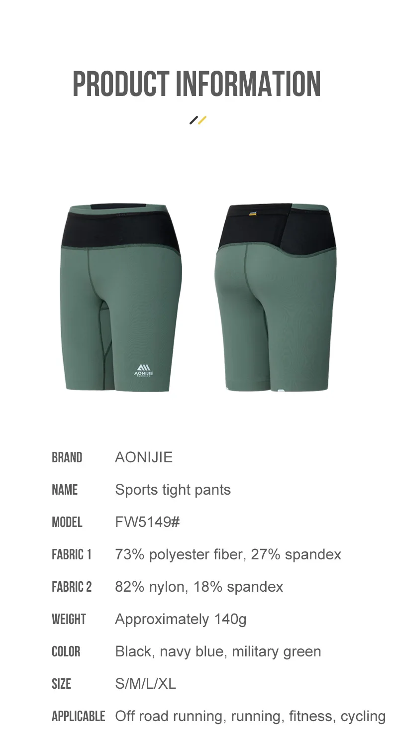 AONIJIE FW5149 Women Female Sports Skinny Midpants Quick Drying Compression Shorts With Multiple Pockets For Running Gym Cycling