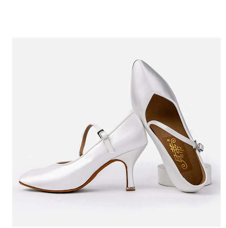 BD Dance Women Standard Shoes N138 Satin Soft Sole Genuine Leather Fresh Tan Satin High Heel Ladies Ballroom Dance Shoes