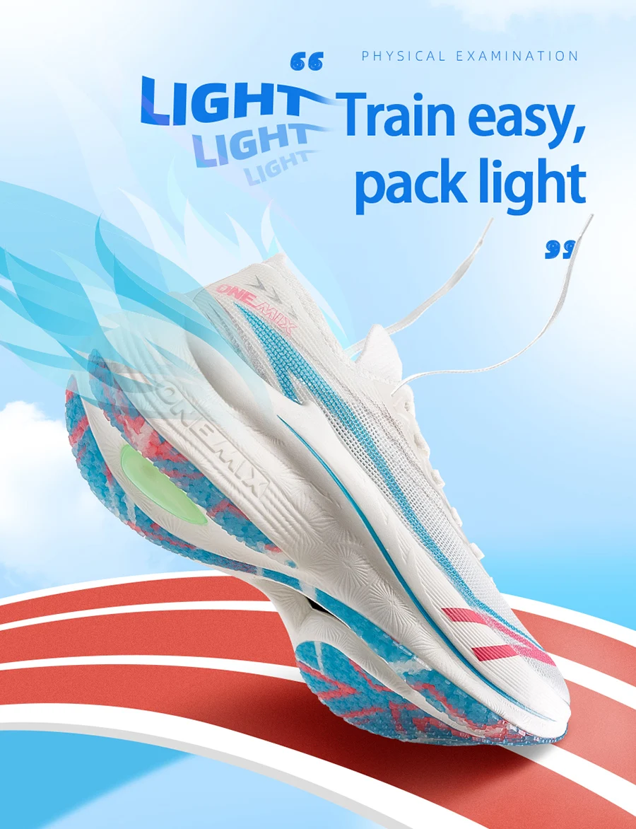 ONEMIX Nylon Carbon Fiber Running Shoes for Men Marathon Shoes Breathable Ultra Light Track Field Kilometer Race Running Sneaker