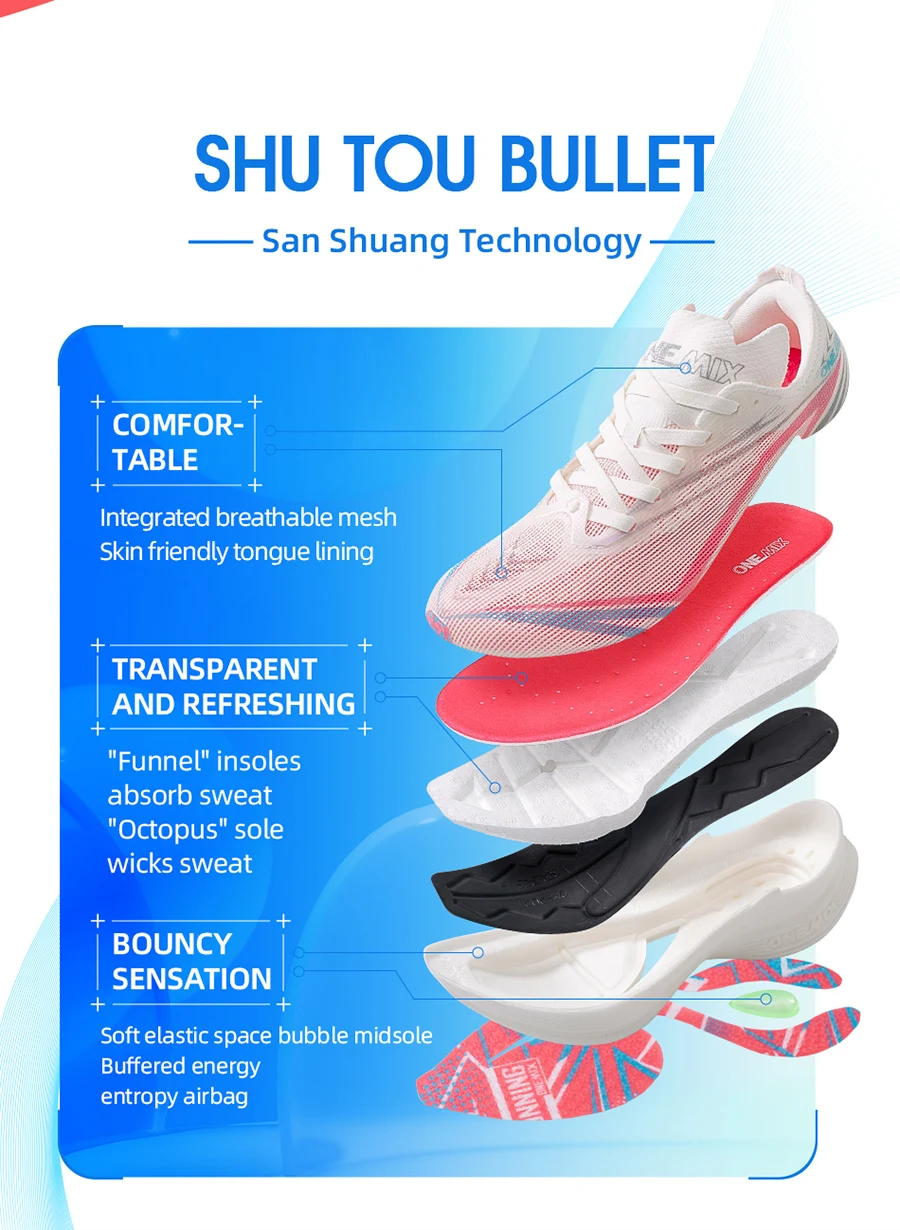 ONEMIX Nylon Carbon Fiber Running Shoes for Men Marathon Shoes Breathable Ultra Light Track Field Kilometer Race Running Sneaker